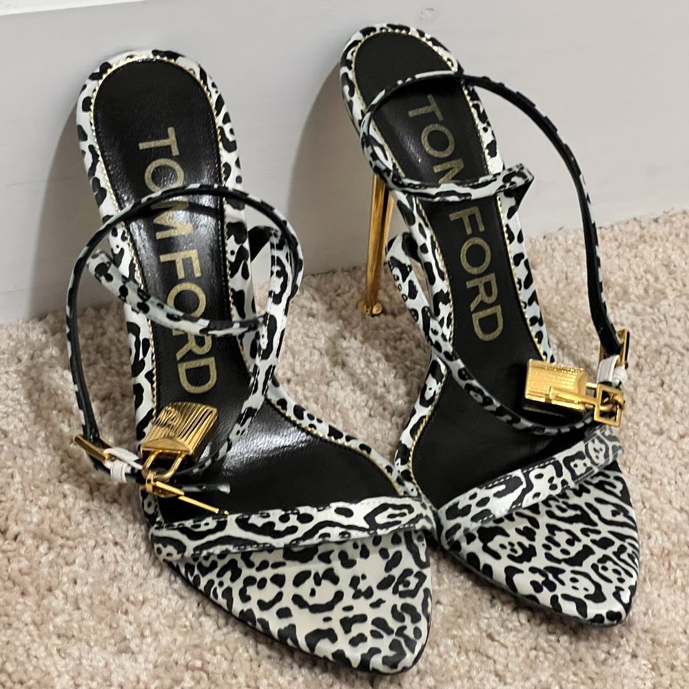 Tom Ford Padlock Animal-print Stiletto Sandals